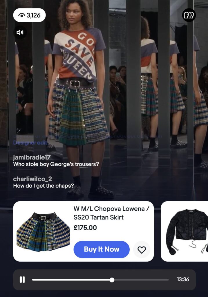 A model walks in the eBay endless runway show