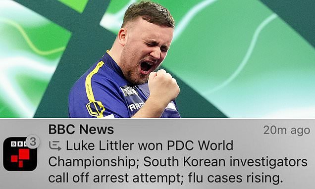 Apple AI falsely claims Luke Littler has won the PDC World Championships before he has even played final | Daily Mail Online