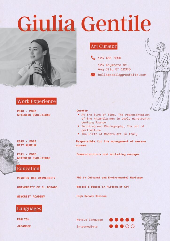 A creative CV from Canva