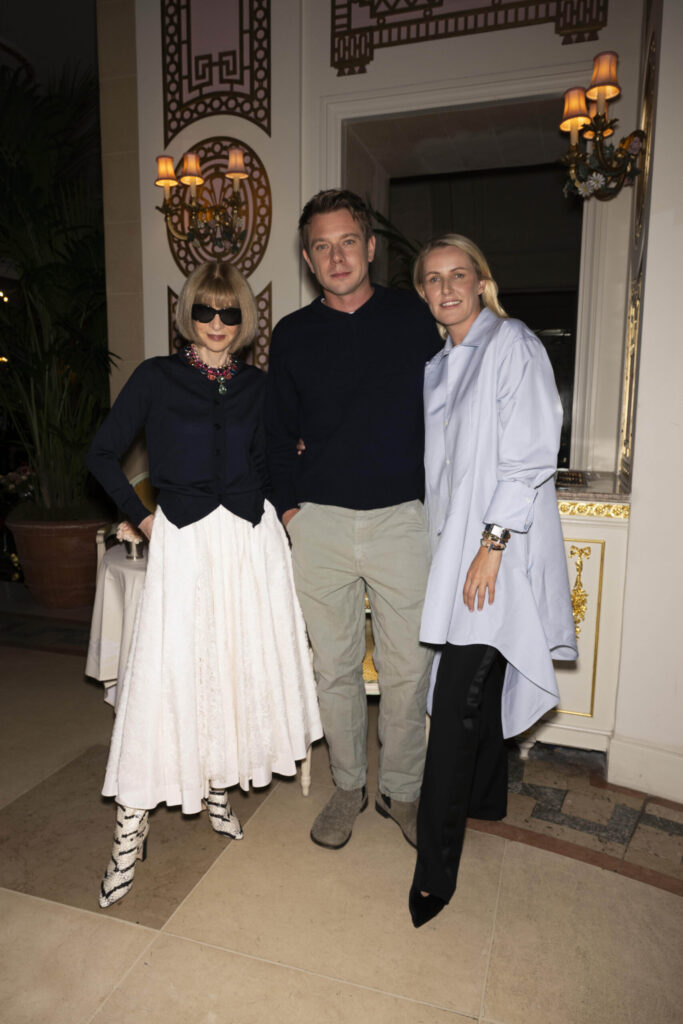 Anna Wintour with Jonathan Anderson and Laura Weir at the Google Pixel and JW Anderson dinner during London Fashion Week.