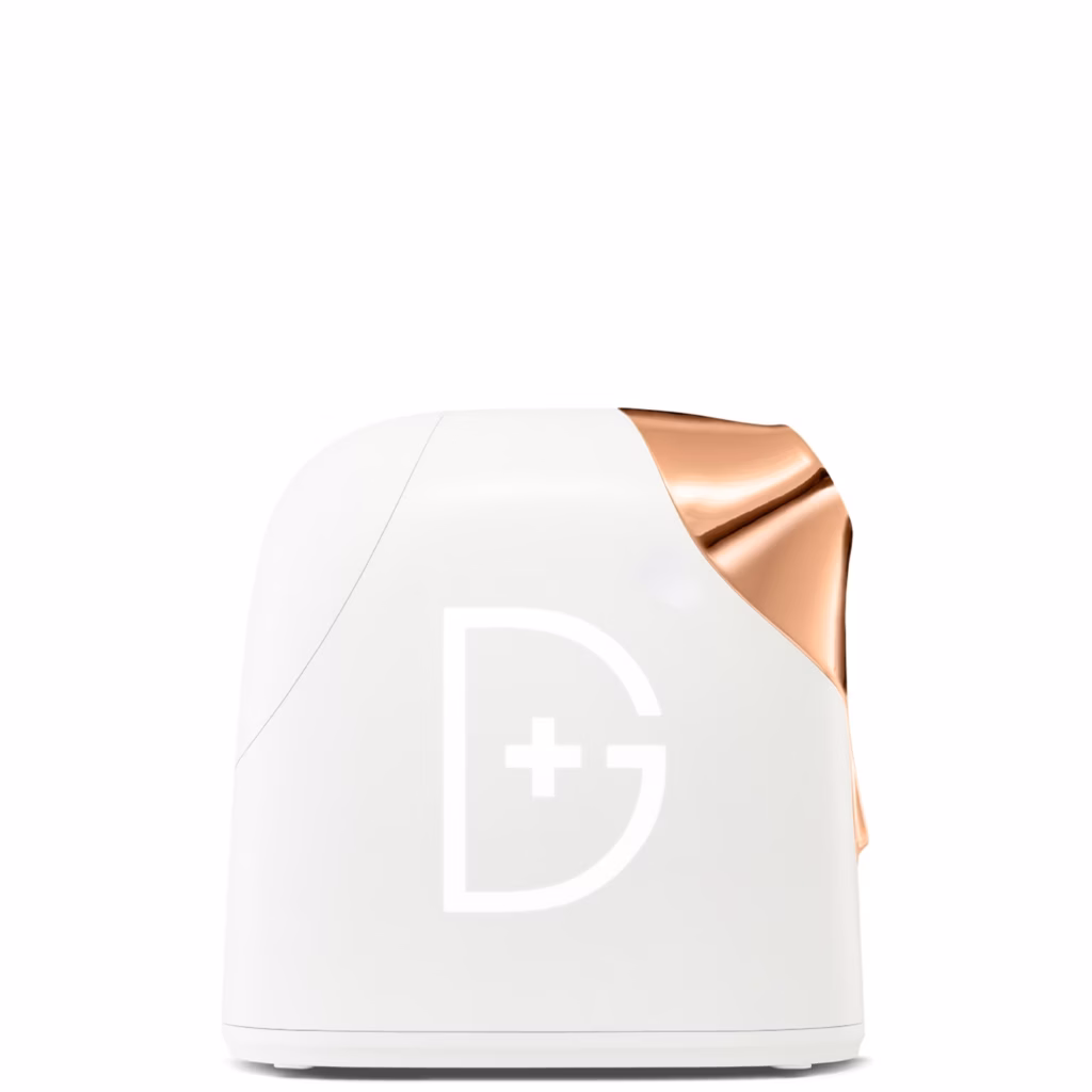 Image of the Dr Dennis Gross Pro Facial Steamer featuring a white base with rose-gold steam chamber, designed for micro-steam skincare treatments at home.