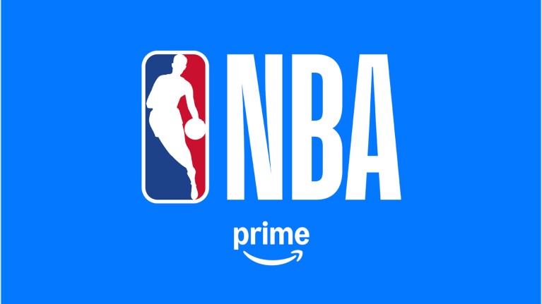 NBA on Prime Video UK logo promoting live streaming of NBA basketball games during the 2025–26 season.