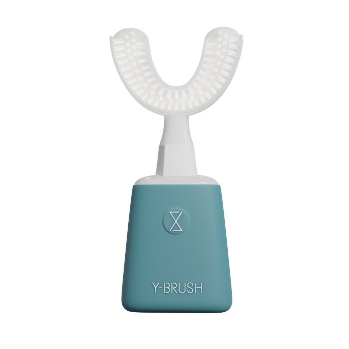 Y-Brush AI-powered toothbrush with U-shaped brush head, designed to analyse saliva biomarkers and track oral and systemic health data.