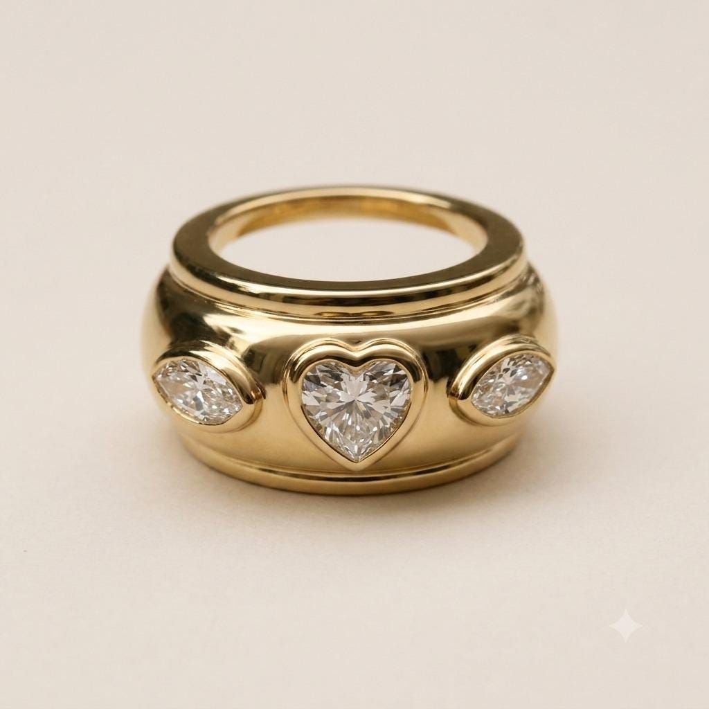Elanzia Gem Jewels heart-detail Aura Ring 5 cover jacket in 14k gold vermeil