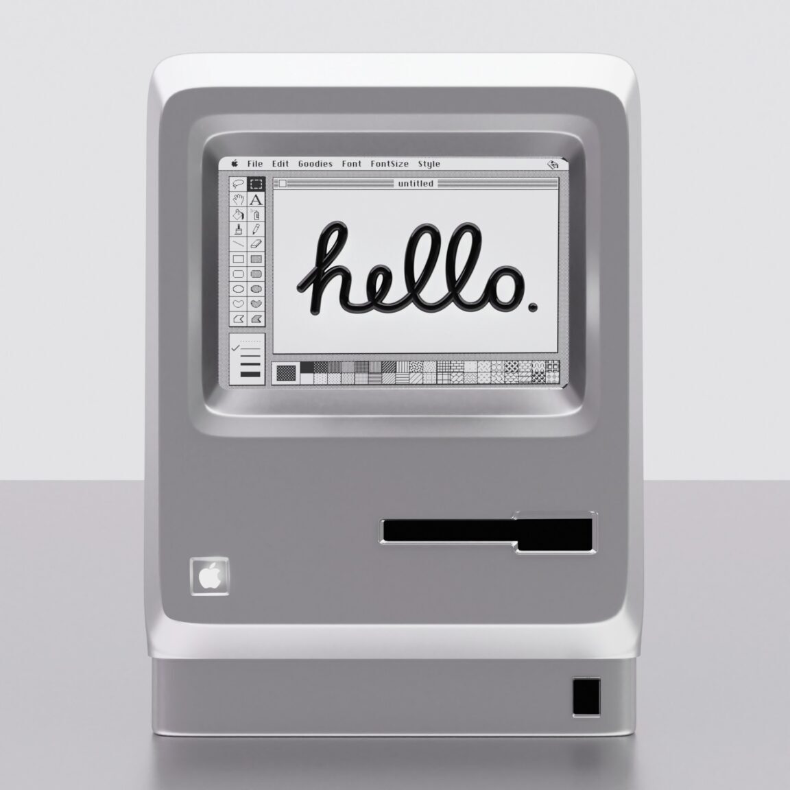 Apple Macintosh 1984 3D concept.